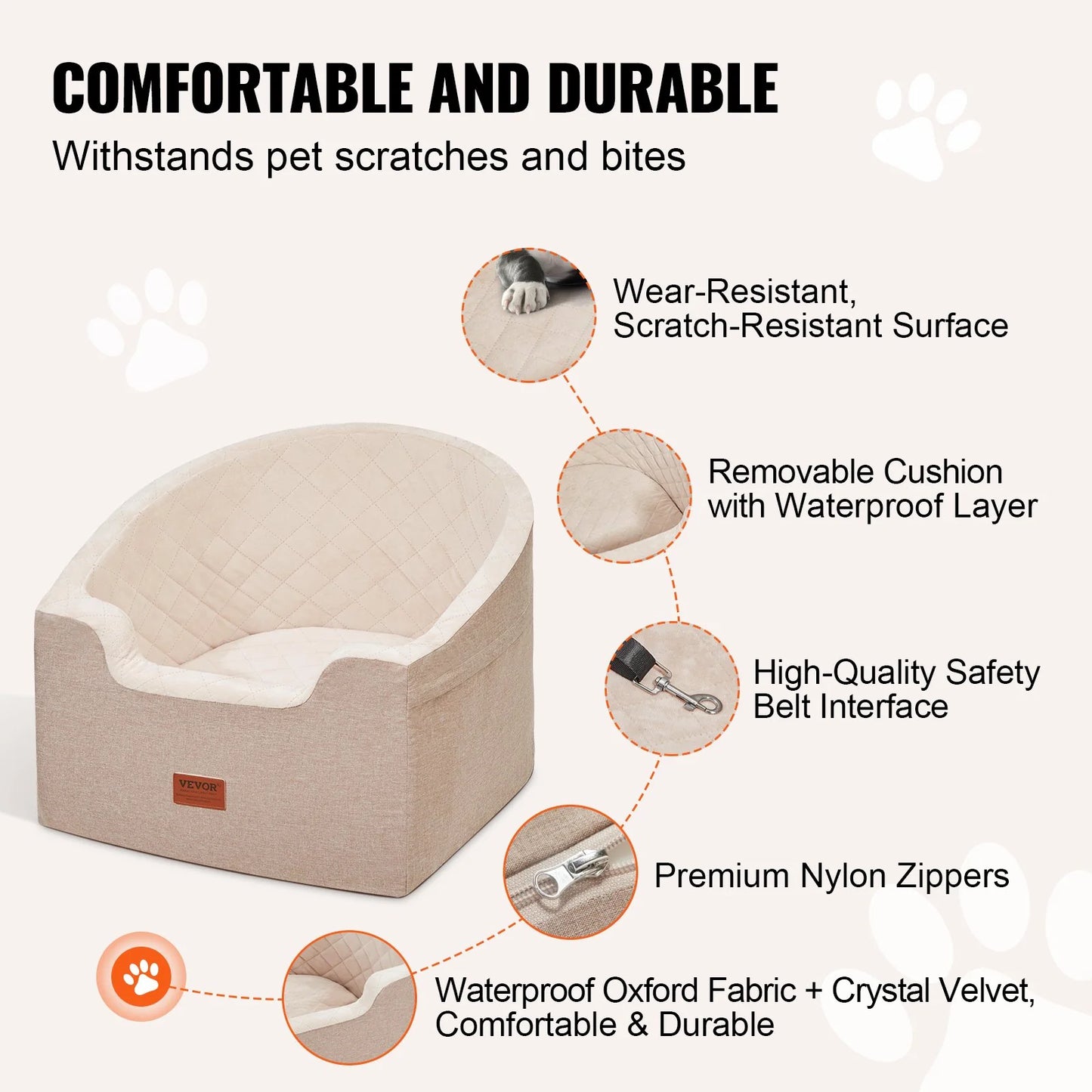 VEVOR Dog Booster Car Seat, Barrel Shape