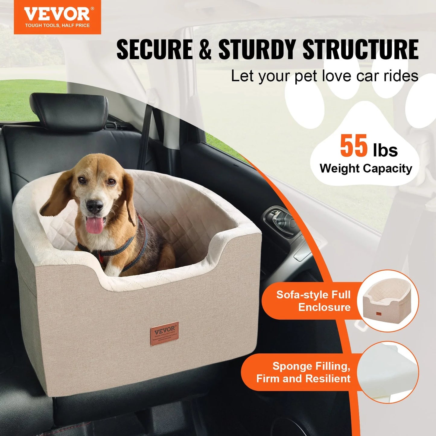 VEVOR Dog Booster Car Seat, Barrel Shape