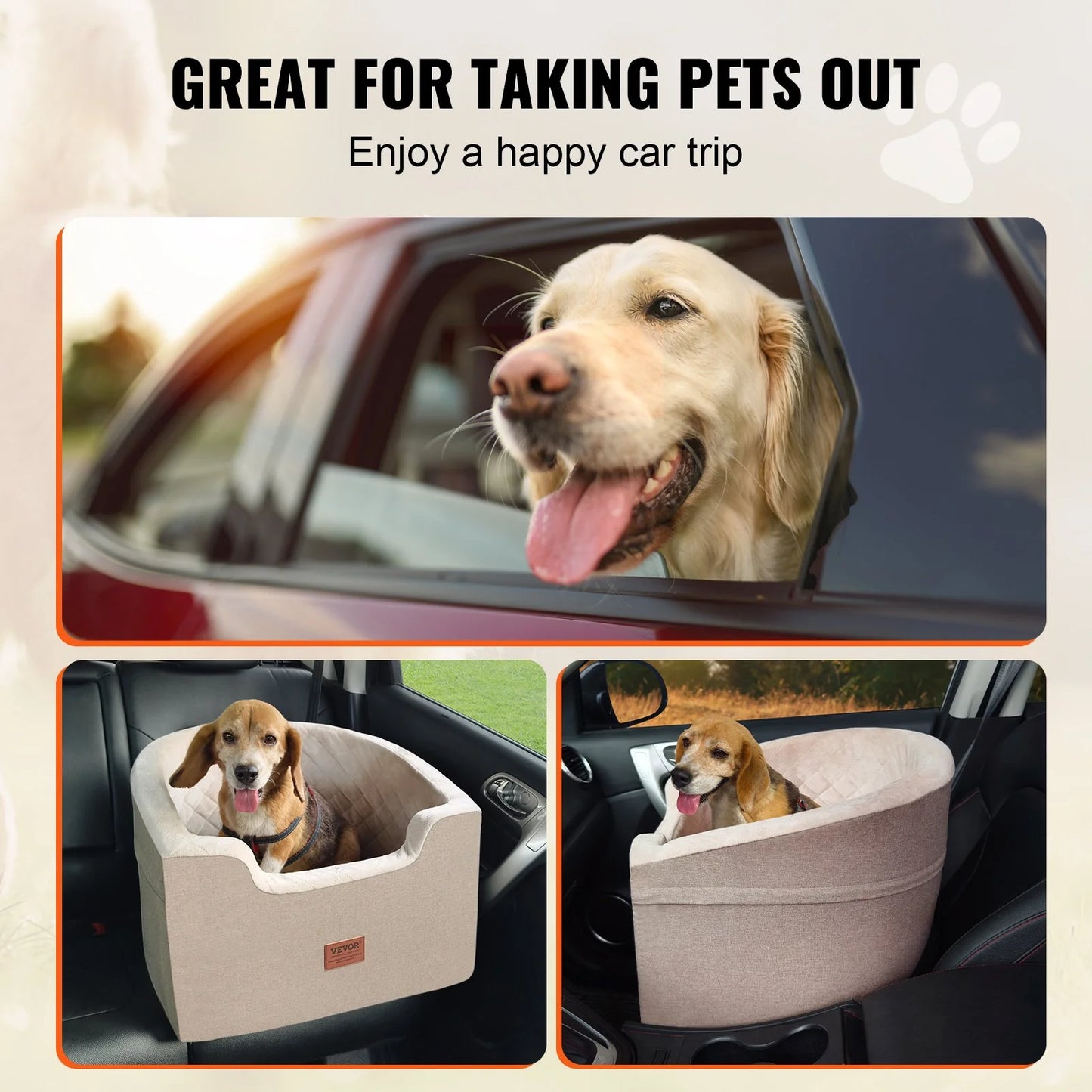 VEVOR Dog Booster Car Seat, Barrel Shape