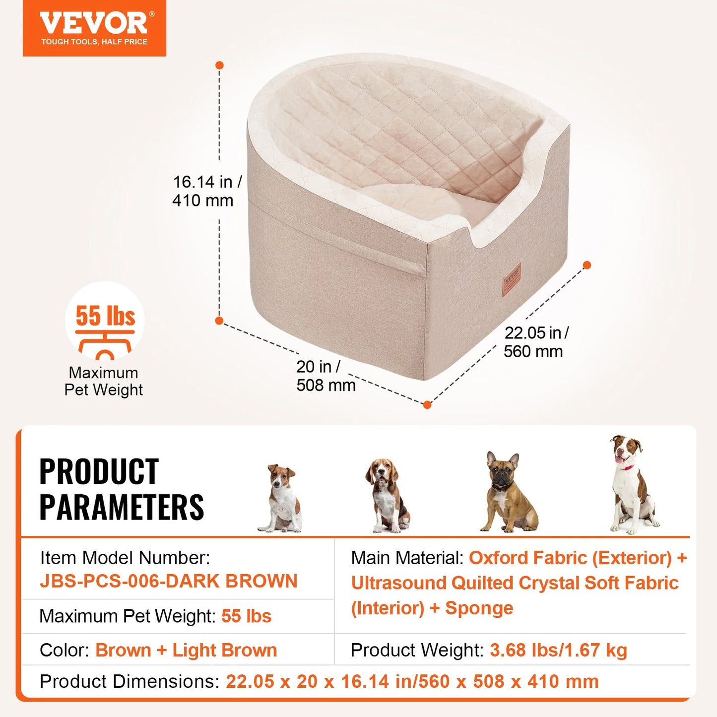 VEVOR Dog Booster Car Seat, Barrel Shape