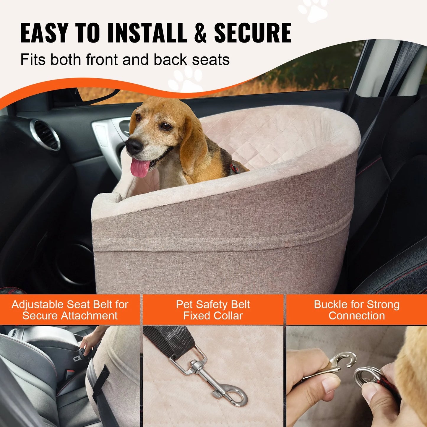 VEVOR Dog Booster Car Seat, Barrel Shape