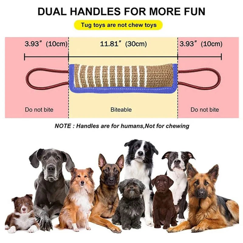 PowerTug - Linen Tug Toy Pillow Sleeve With 2 Rope Handles