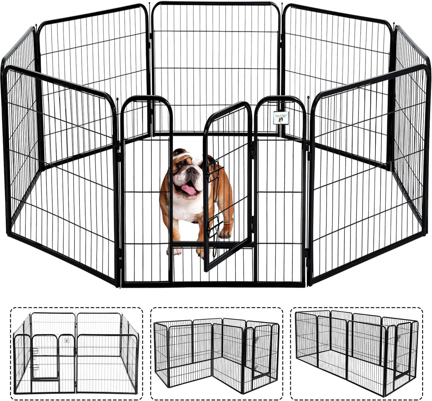 SafeSpace Heavy Duty Dog Gate – Foldable 8-Panel Playpen for Indoor & Outdoor Use