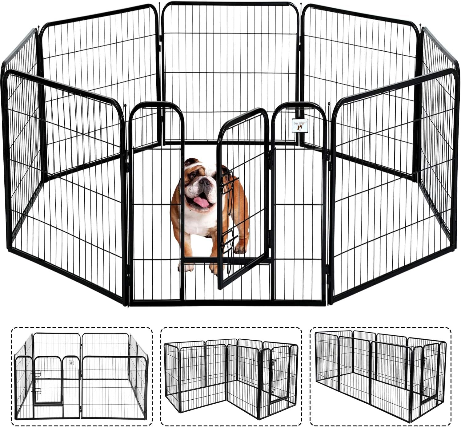 SafeSpace Heavy Duty Dog Gate – Foldable 8-Panel Playpen for Indoor & Outdoor Use