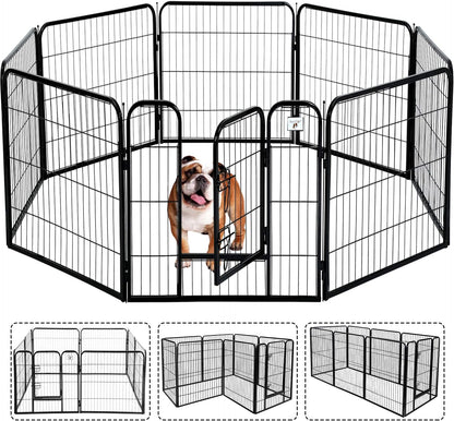 SafeSpace Heavy Duty Dog Gate – Foldable 8-Panel Playpen for Indoor & Outdoor Use
