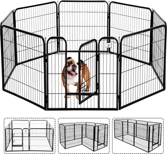 SafeSpace Heavy Duty Dog Gate – Foldable 8-Panel Playpen for Indoor & Outdoor Use