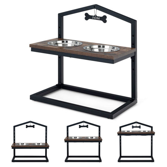 UpPup Adjustable Diner – 5-Level Raised Dog Feeder with 2 Stainless Steel Bowls
