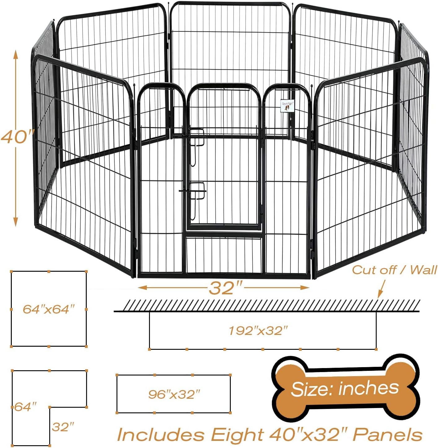 SafeSpace Heavy Duty Dog Gate – Foldable 8-Panel Playpen for Indoor & Outdoor Use