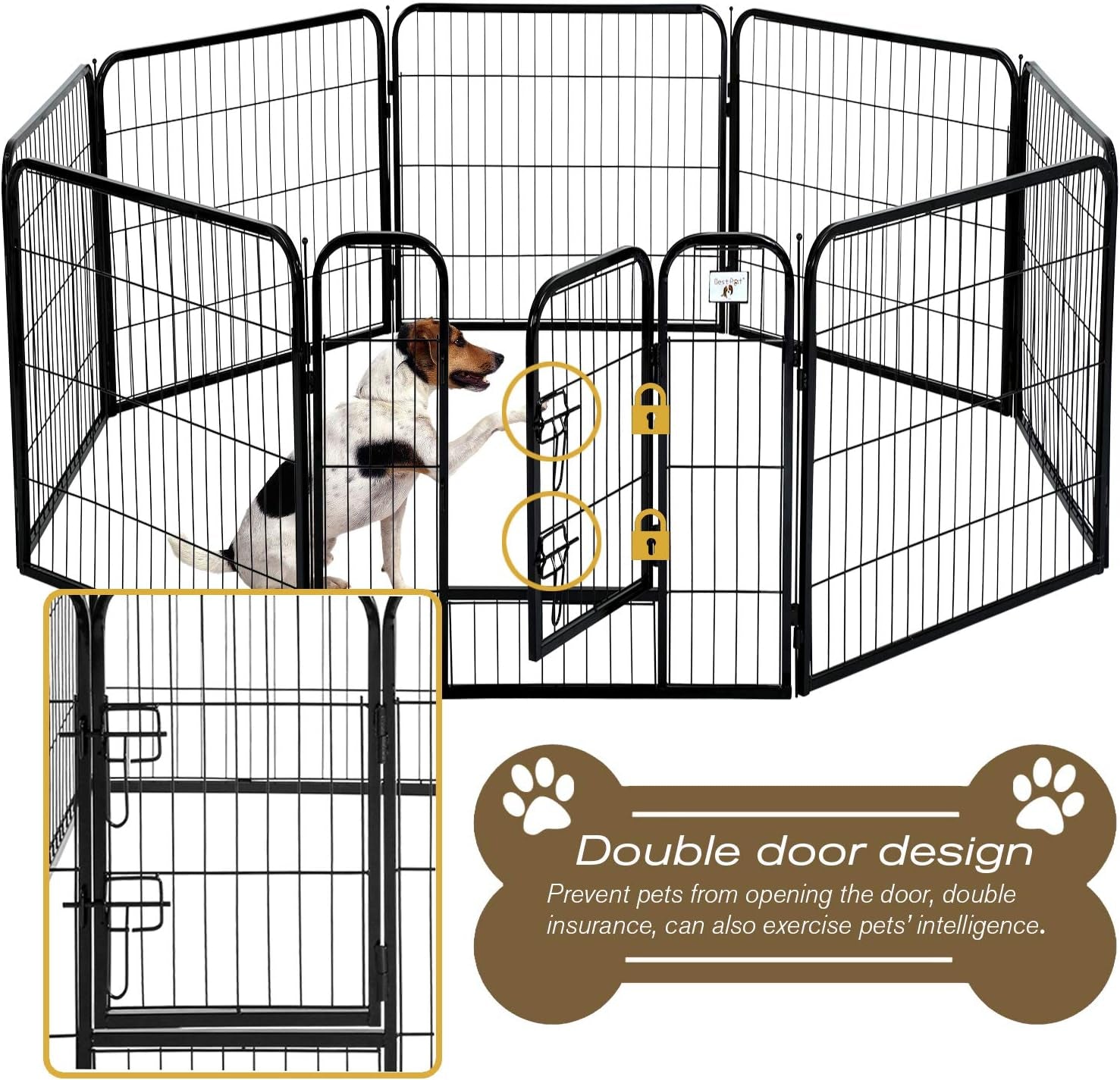 SafeSpace Heavy Duty Dog Gate – Foldable 8-Panel Playpen for Indoor & Outdoor Use