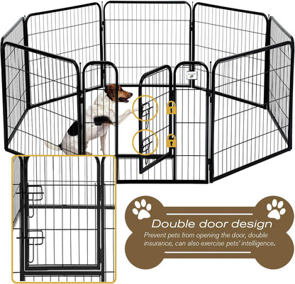 SafeSpace Heavy Duty Dog Gate – Foldable 8-Panel Playpen for Indoor & Outdoor Use