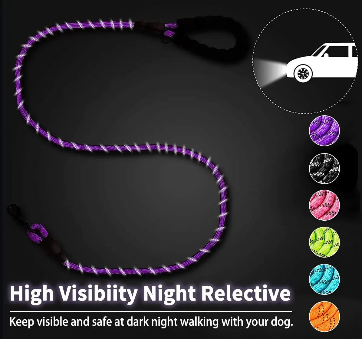 Durable Dog Walking Leash – Reflective & Comfortable Grip
