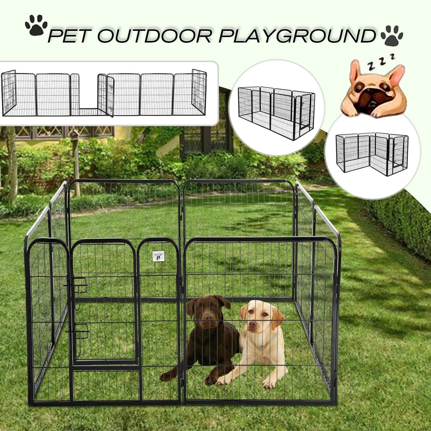 SafeSpace Heavy Duty Dog Gate – Foldable 8-Panel Playpen for Indoor & Outdoor Use